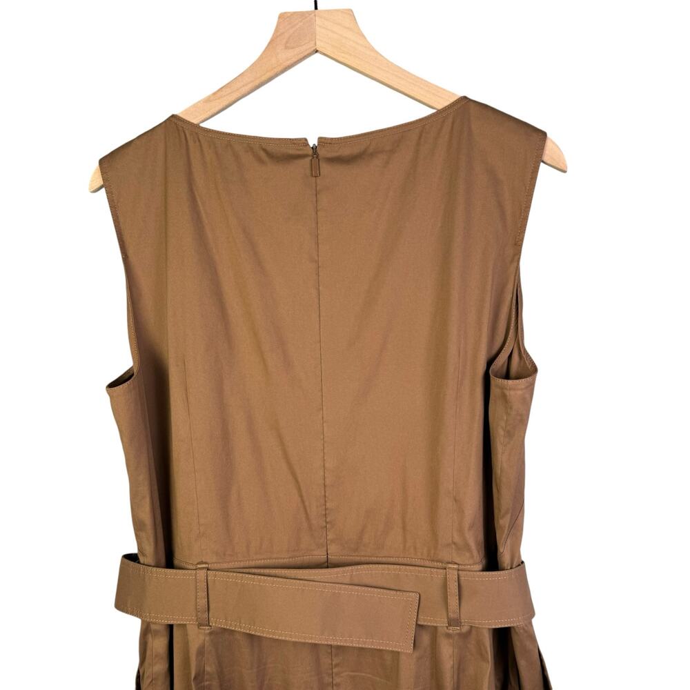 Lafayette 148 Aurthur Sleeveless Belted Stretch Cotton Jumpsuit Acorn Wide Leg - Picture 6 of 13